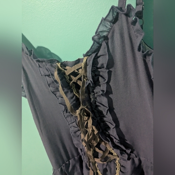 Purple dress with ribbon, ruffle, and lace detailing - Picture 3 of 5